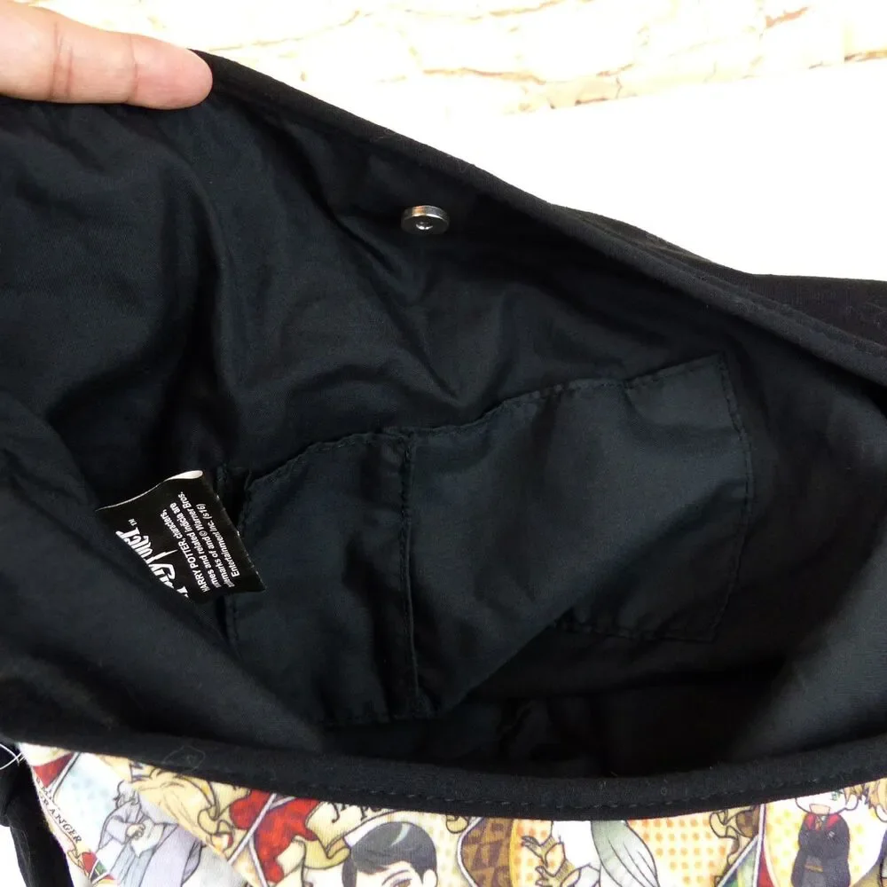 Harry Potter Chibi Card Hobo Bag Shoulder Tote Purse Black Multicolor 18x12